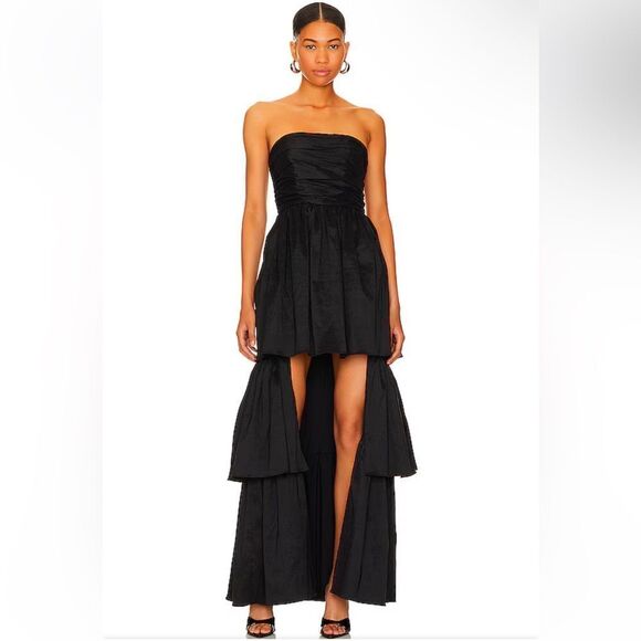 Lovers + Friends Dresses & Skirts - NWT Lovers and Friends Michie Maxi Dress Black high low gown taffeta Revolve S